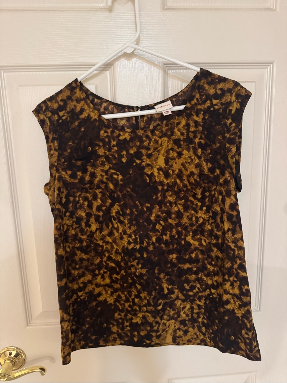 Sleeveless Printed Shell Top - Yellow Brown Merona Tortoise